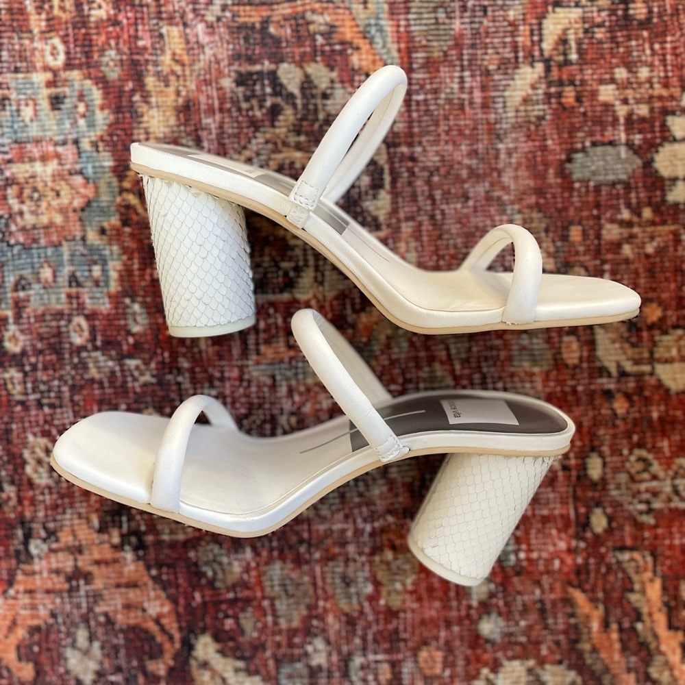 Dolce Vita Noles Heel, White Leather, Size 5